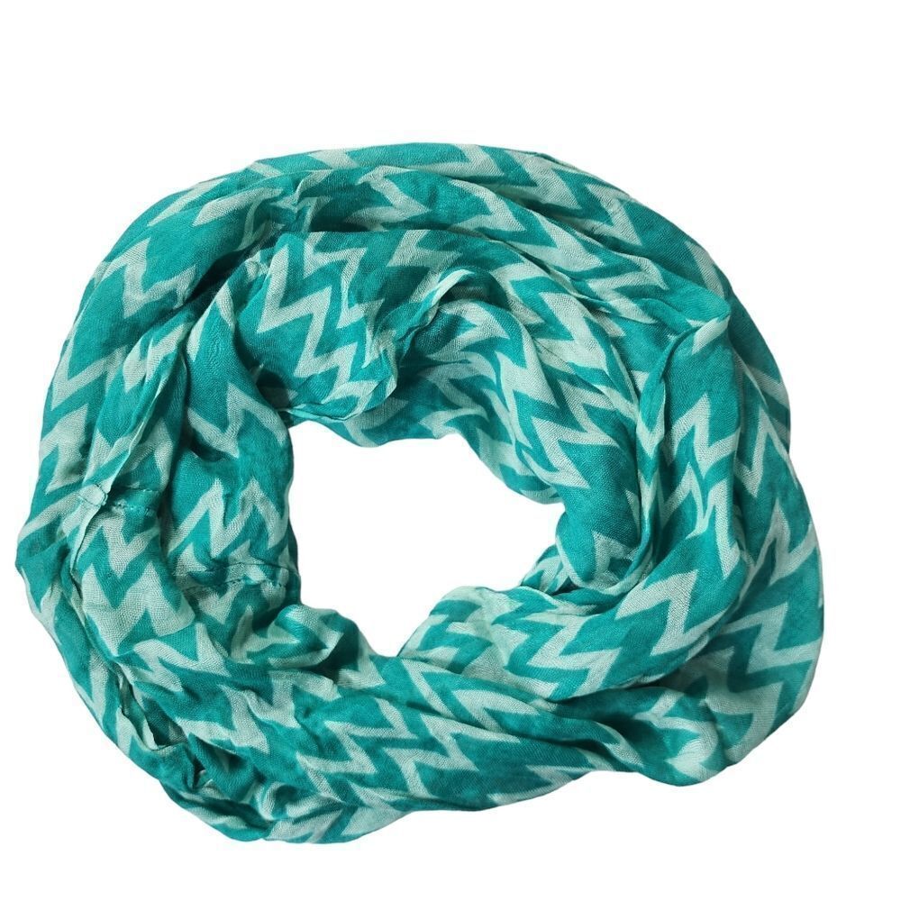 Charming Charlie Teal Chevron Jersey Knit Infinity Scarf